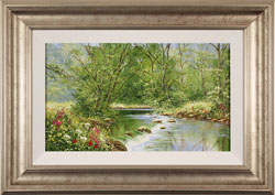 Terry Evans, Original oil painting on canvas, Across the Stepping Stones, Yorkshire Dales Medium image. Click to enlarge